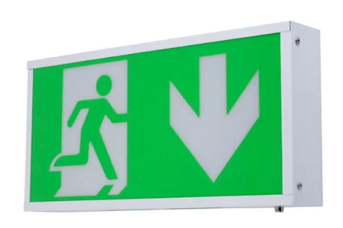 Señal de salida de emergencia LED de una cara con carcasa metálica, LE2914